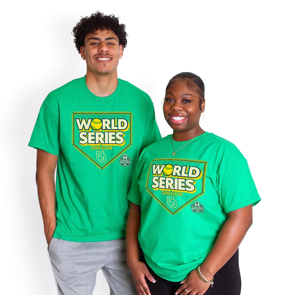 Interlocking UO, Blue 84, Green, Crew Neck, Men, Unisex, Softball, Postseason, World Series, T-Shirt, 974176